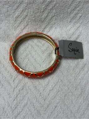 Orange Enamel Gold-Tone Bangle Bracelet
